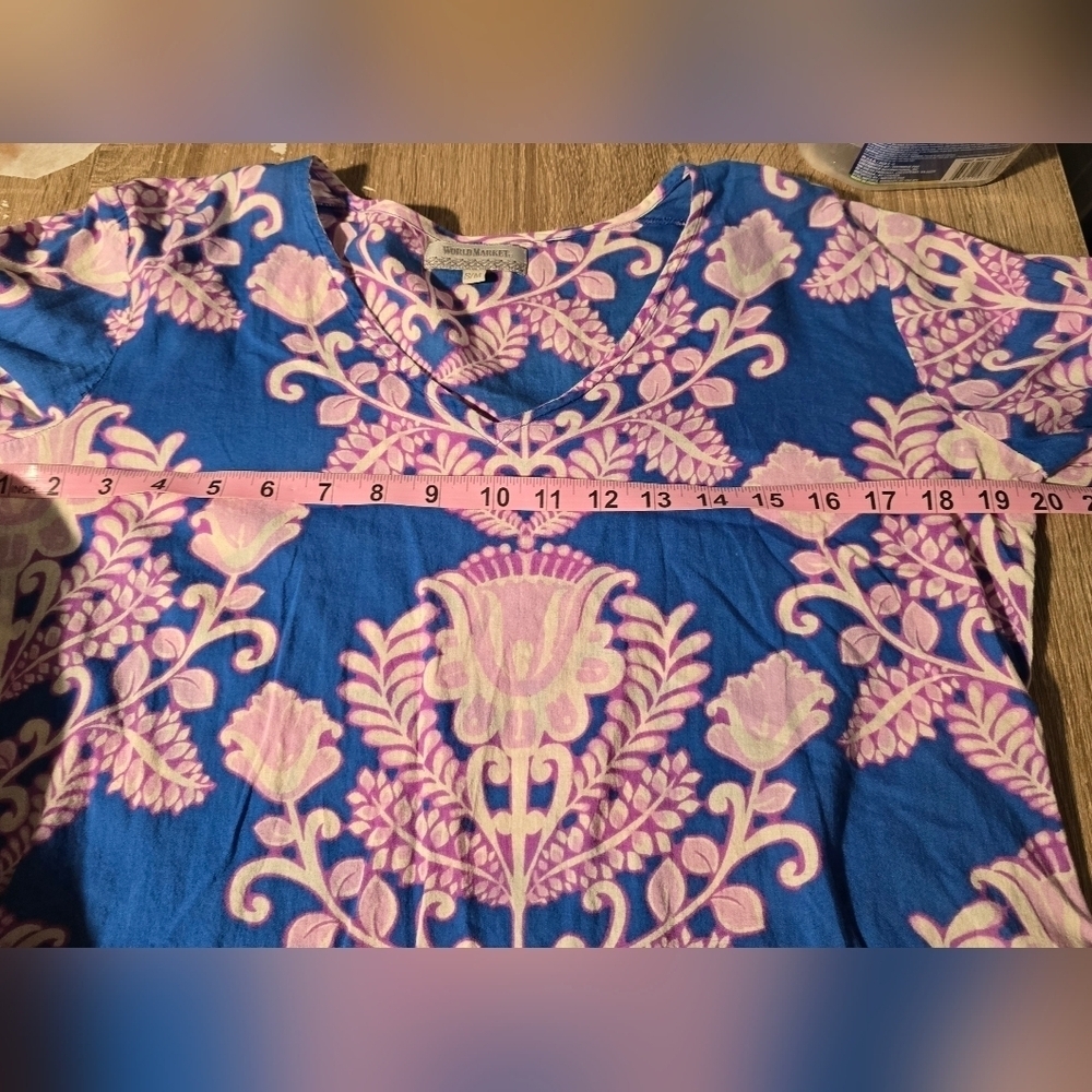World Market Boho Print Half Sleeve Tunic Top Resortwear Women's S/M S or M - Picture 8 of 9